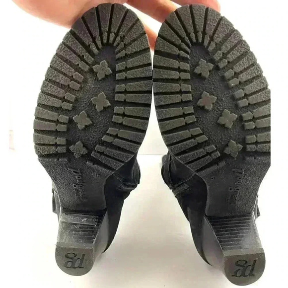 Paul Green Black Suede Leather Women's Boots 5 Kimberly Knee High Buckle Zipper - Picture 3 of 16